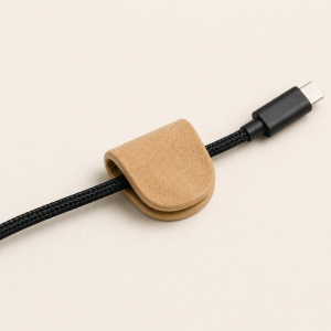 Magnetic & Adhesive Cable Clips in a warm desk setup