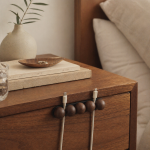 Adjustable Magnetic Walnut Cable Organizer in a warm desk setup