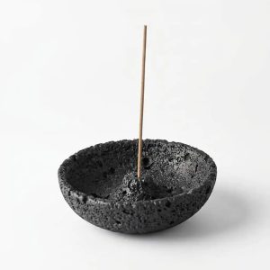 Minimalist Wabi-Sabi Incense Holder — Faux Concrete Resin Bowl
