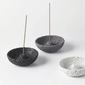 Minimalist Wabi-Sabi Incense Holder — Faux Concrete Resin Bowl product detail
